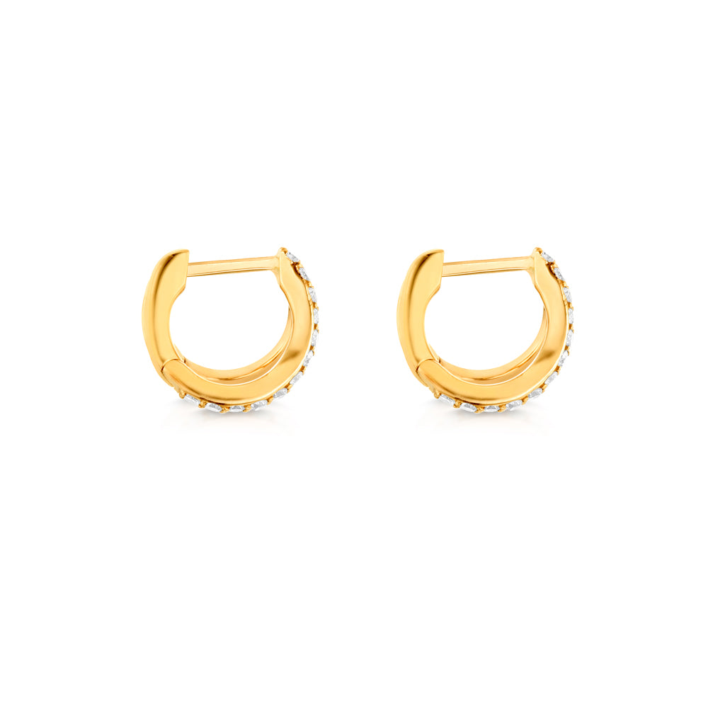 Shop Yellow Gold Diamond Split Huggie Earrings | Carbon & Hyde