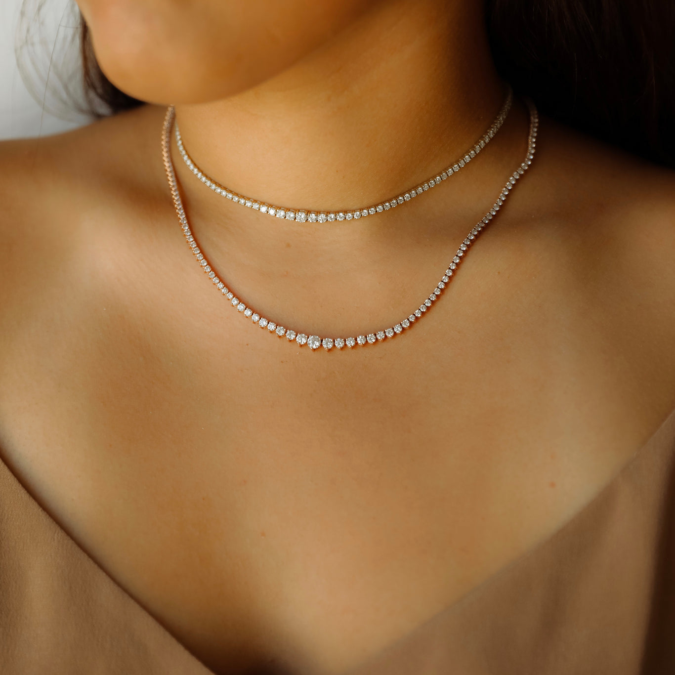 MG Styling: the ultimate layering silhouettes ✨ Featuring our 20 tw tennis  necklace paired with our 10 carat round brilliant solitaire… | Instagram