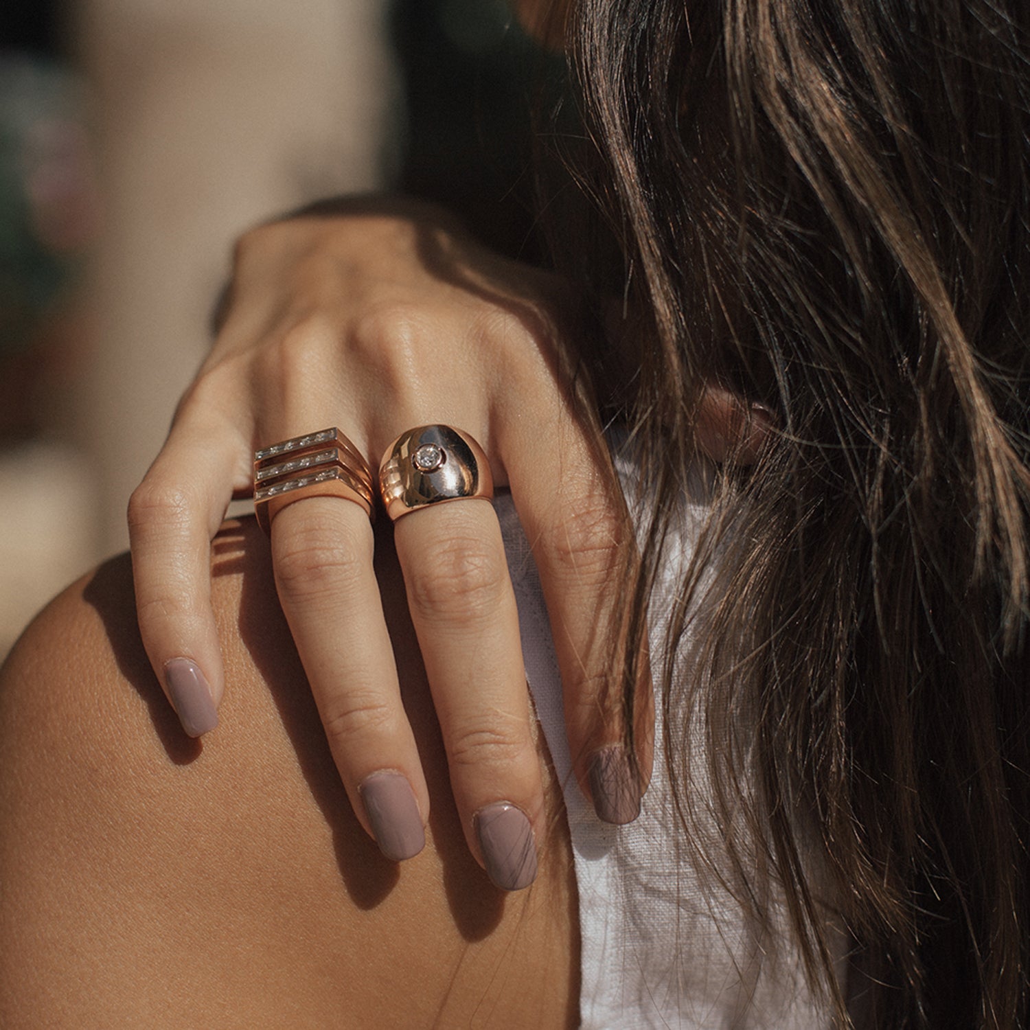 The Tribeca Ring shown in rose gold.