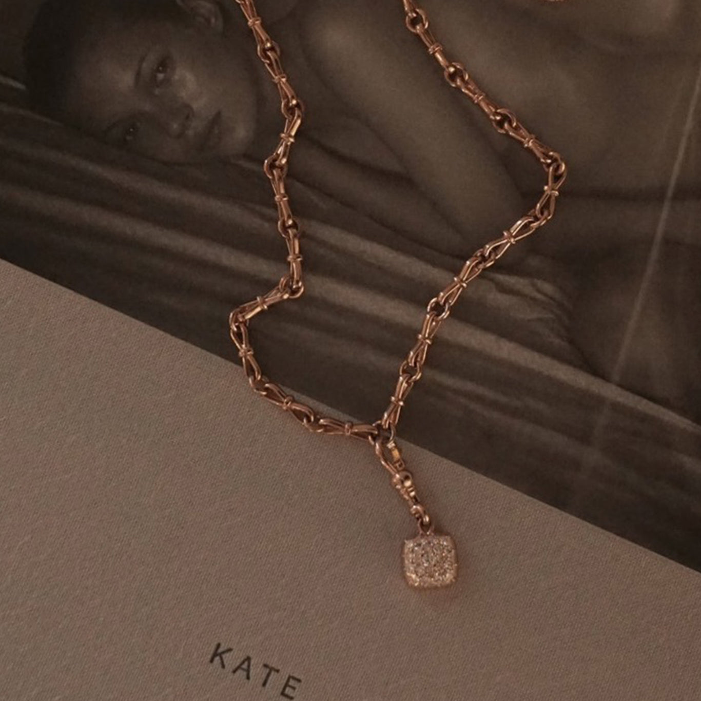 The Trilogy Necklace shown in Rose Gold
