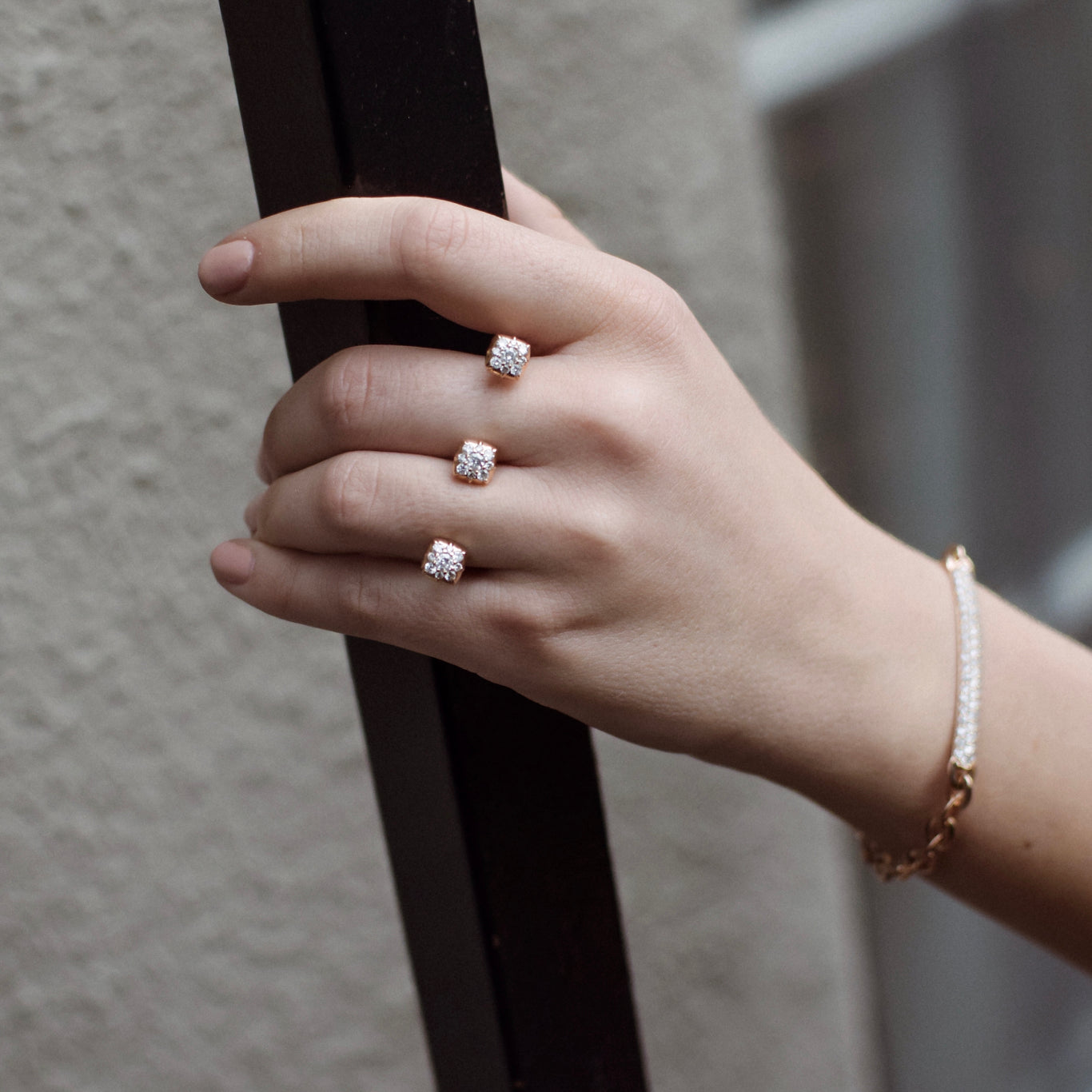 Trilogy Ring shown with the Pantheon Bracelet.