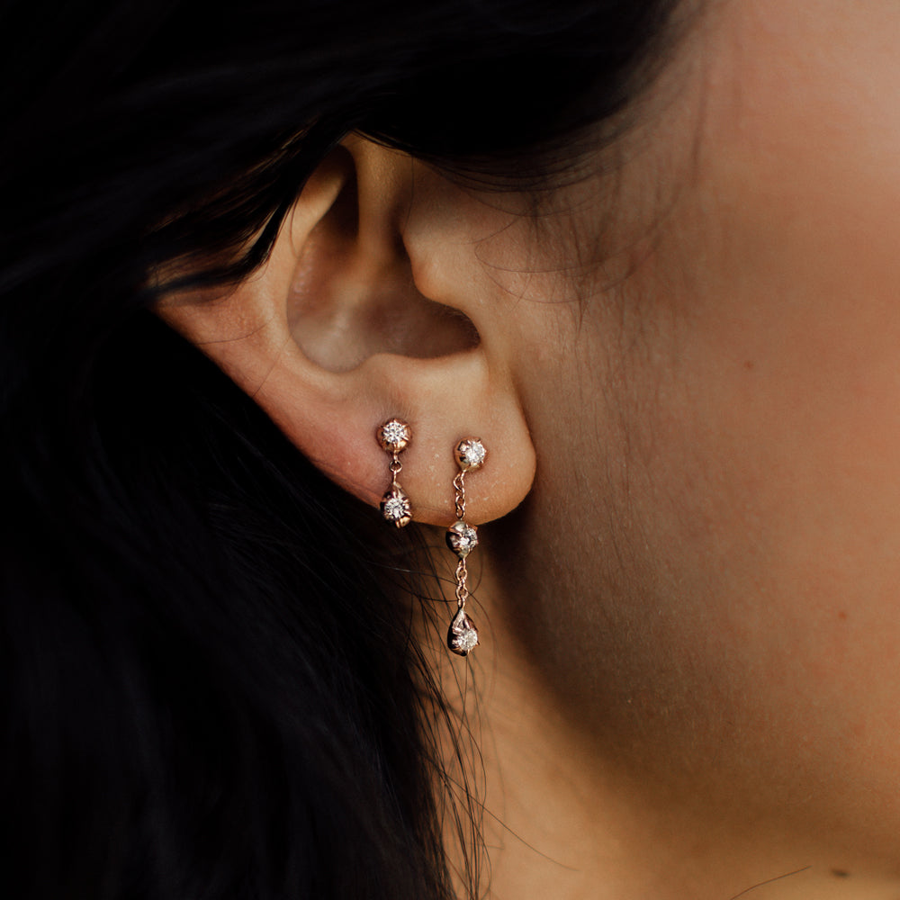 Belle Earring shown layered with the Tulip Earring.