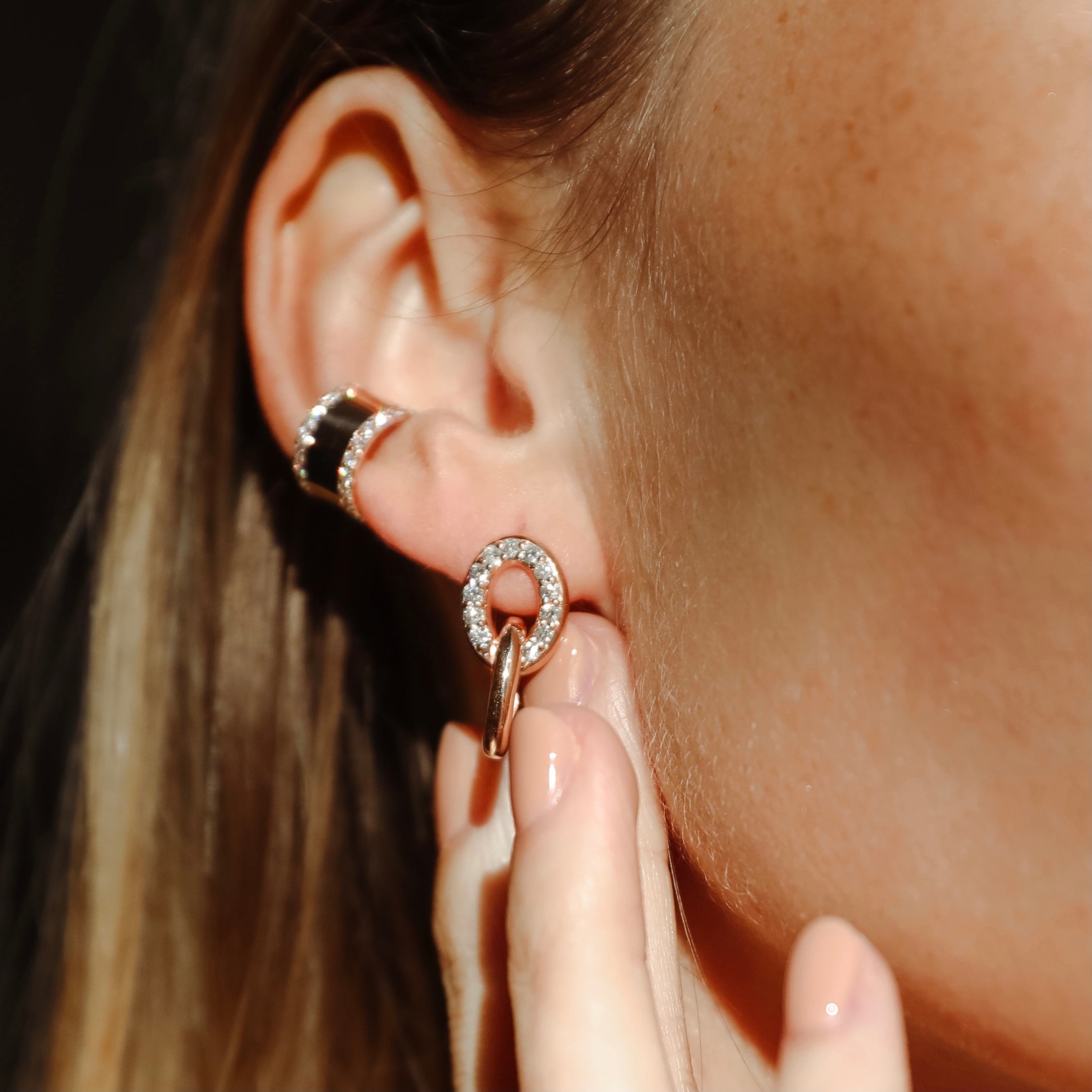 Linked Earrings shown in Rose Gold