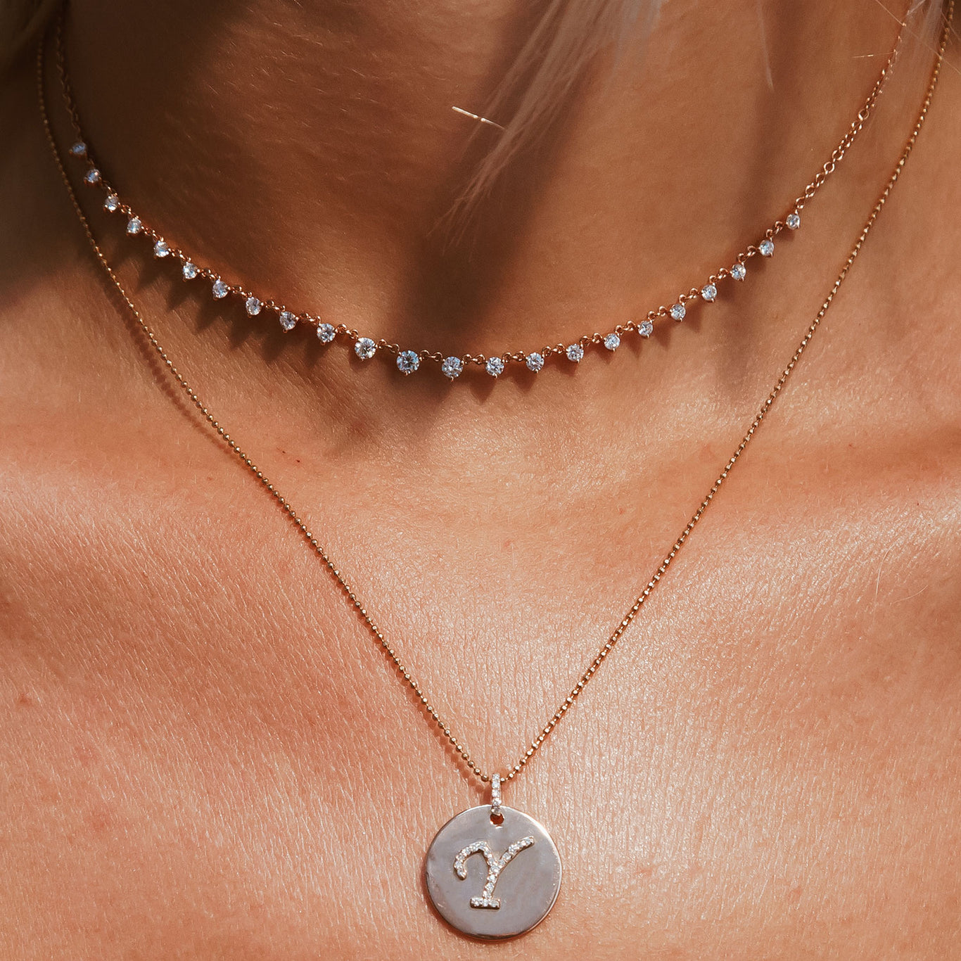 Our Starstruck Necklace shown layered with the Renata Necklace.