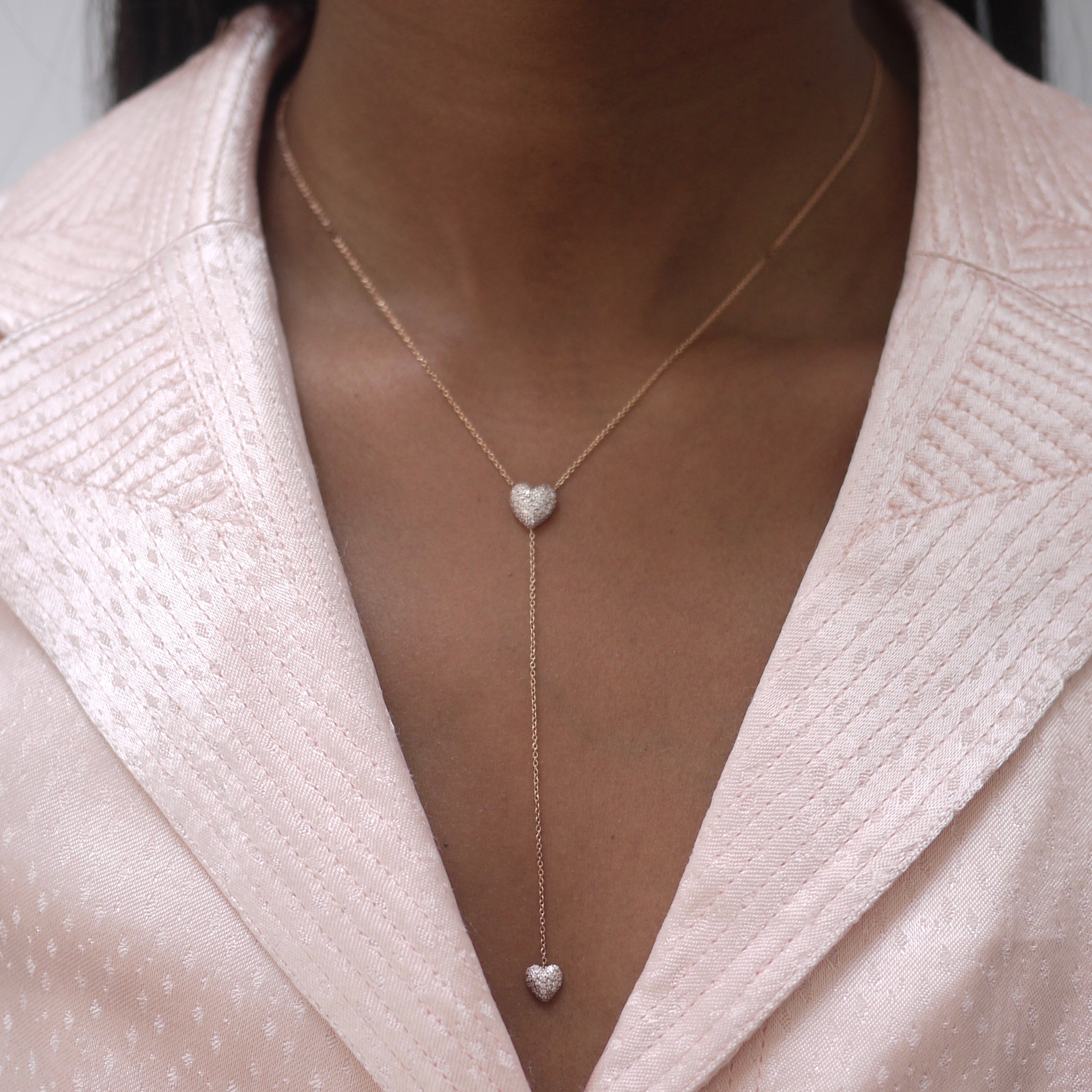 Sweetheart Lariat shown in rose gold.